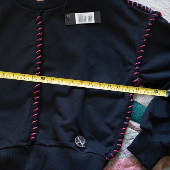 Diesel Black Cotton Pink Rope Sweatshirt F-Twister Size Medium Metal Tag Detail - Picture 9 of 11